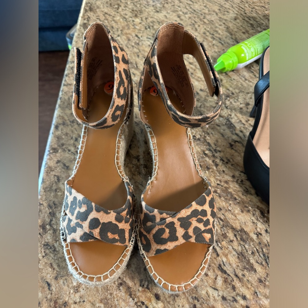 9.5 worn twice leopard wedges